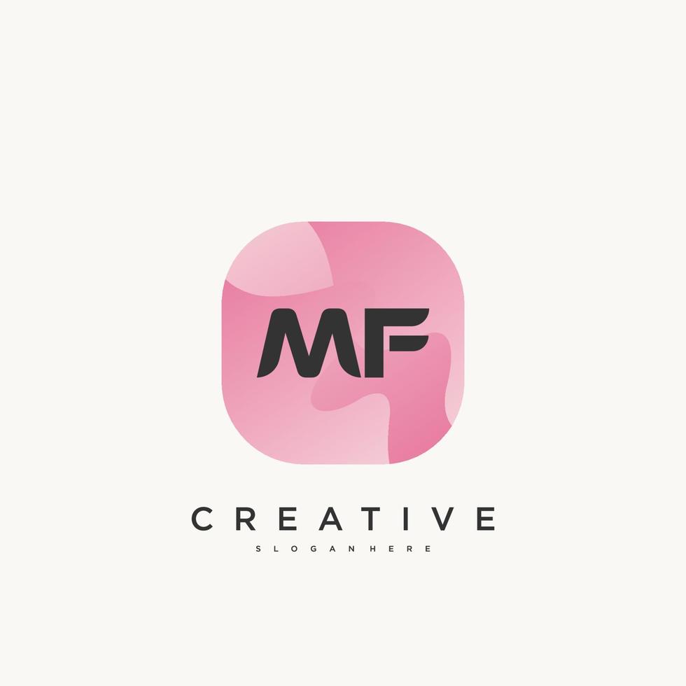 MF Initial Letter logo icon design template elements with wave colorful art vector