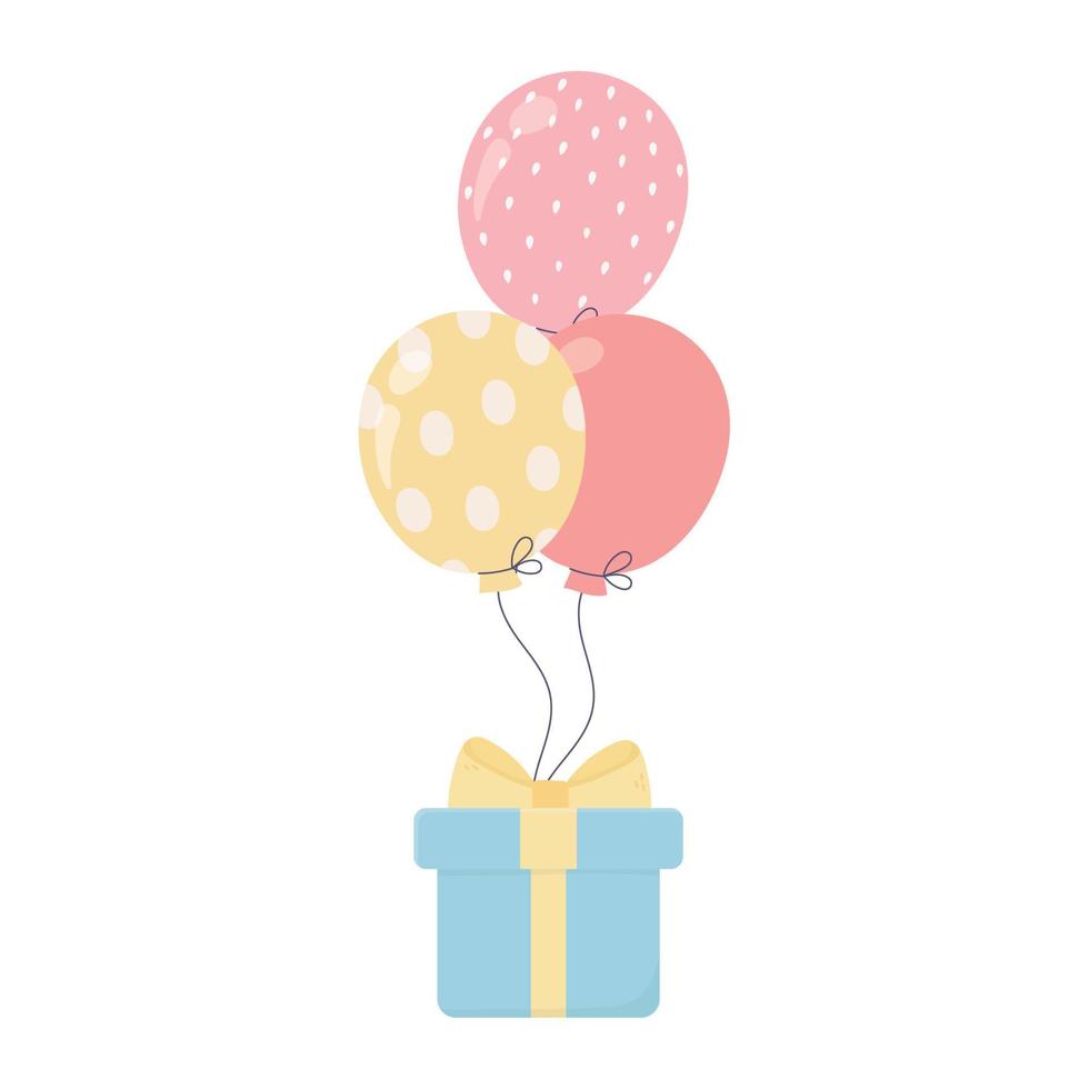 happy birthday gift box balloons surprise celebration decoration vector
