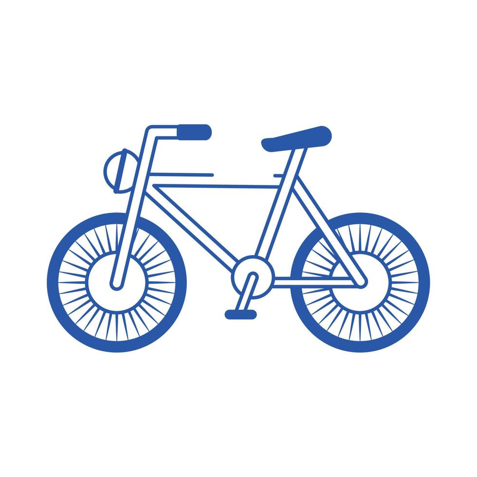 bicycle vehicle transport recreational blue line style icon vector