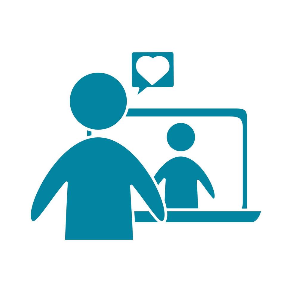 happy friendship day celebration two person video call talking silhouette style icon vector