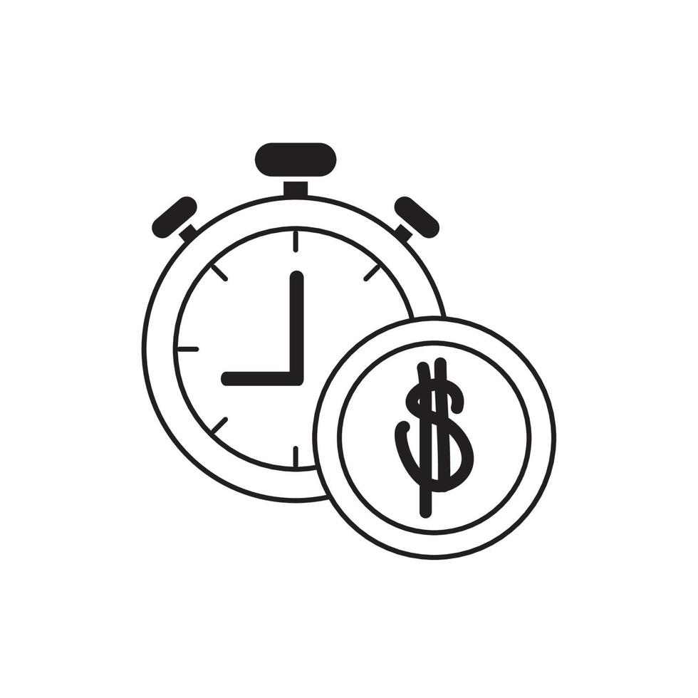 money business financial stopwatch coin line style icon vector