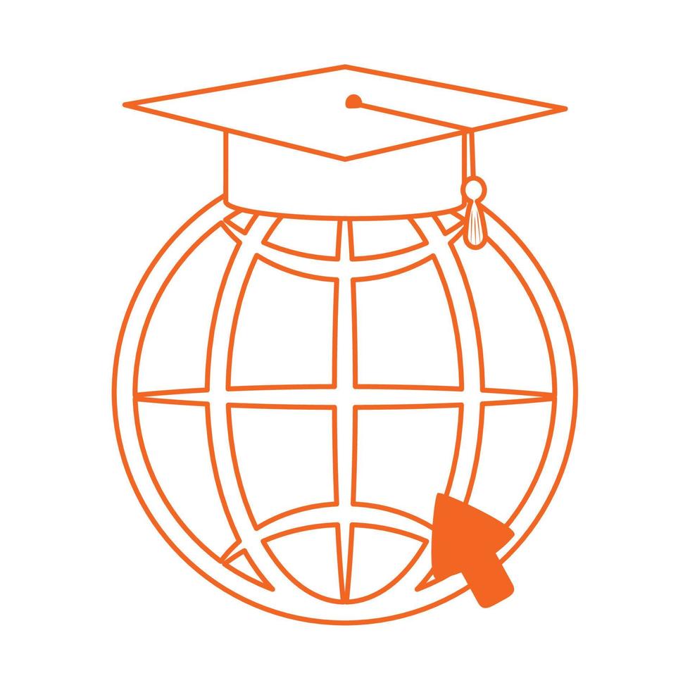 world graduation hat home education line color style icon vector