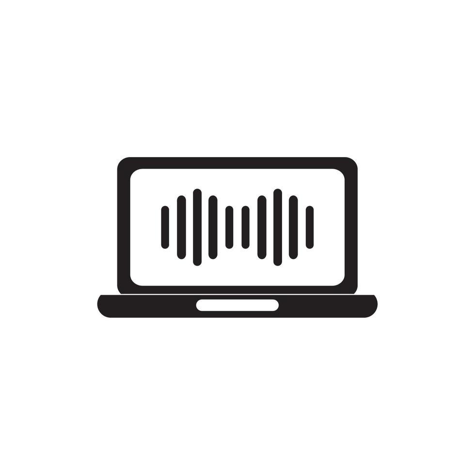 laptop computer equalizer melody sound music silhouette style icon vector