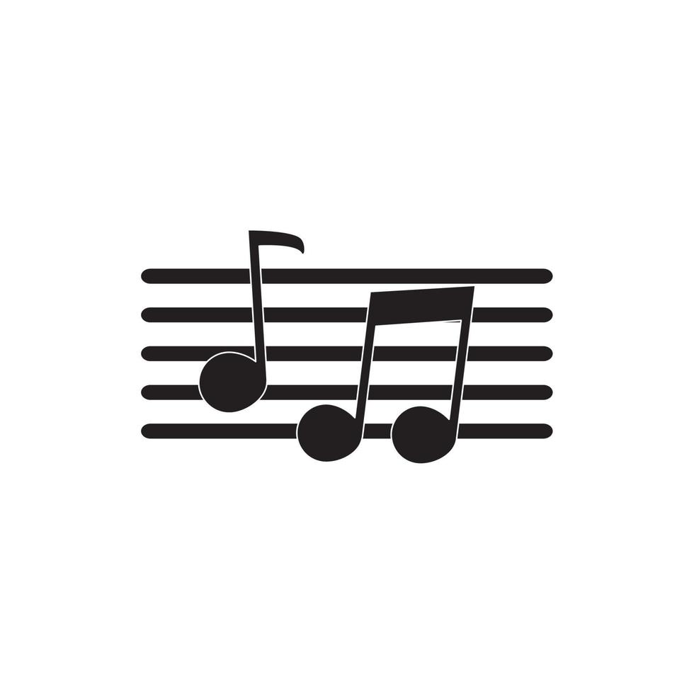 notas musicales pentagrama melodía sonido música silueta estilo icono vector