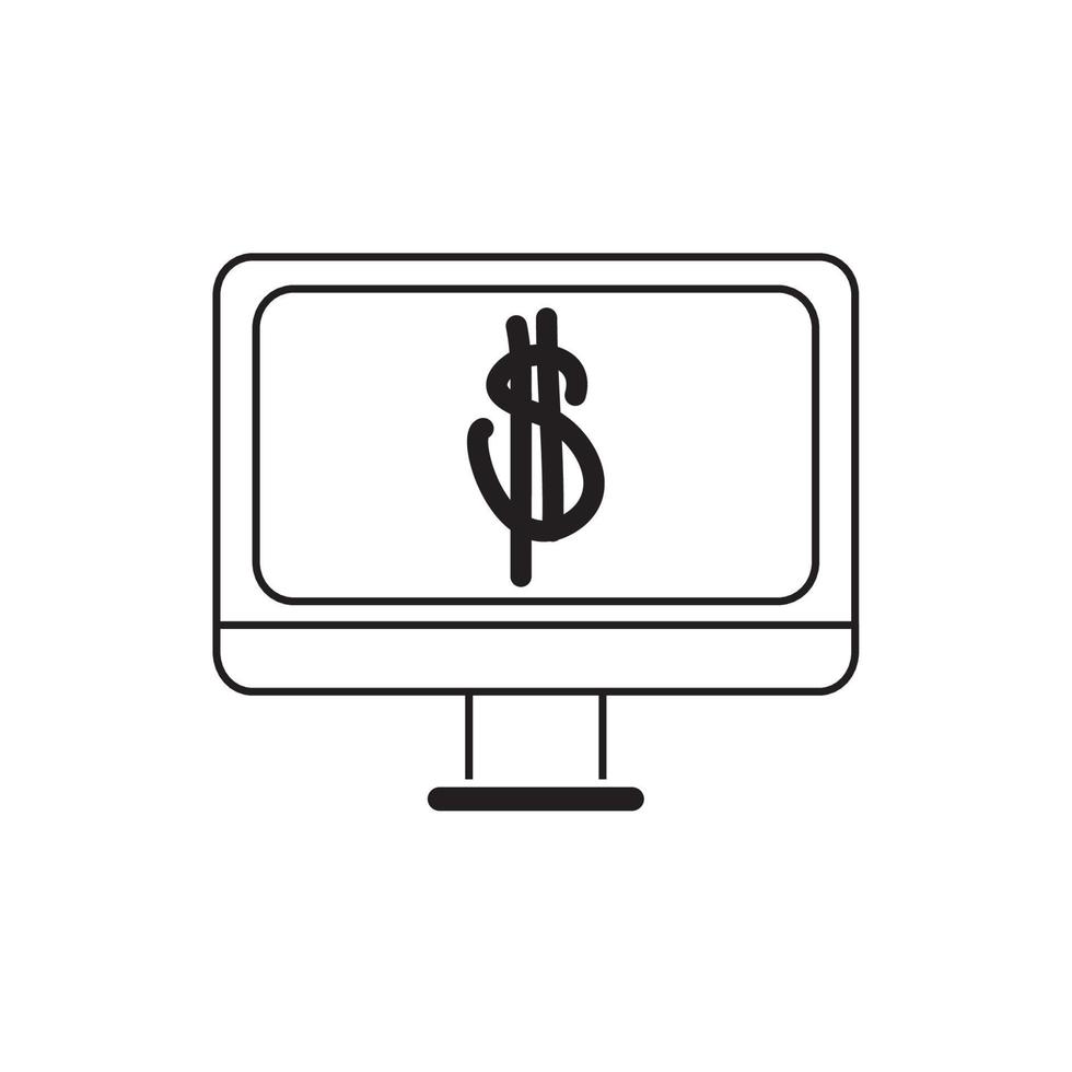 computer online money business financial line style icon vector