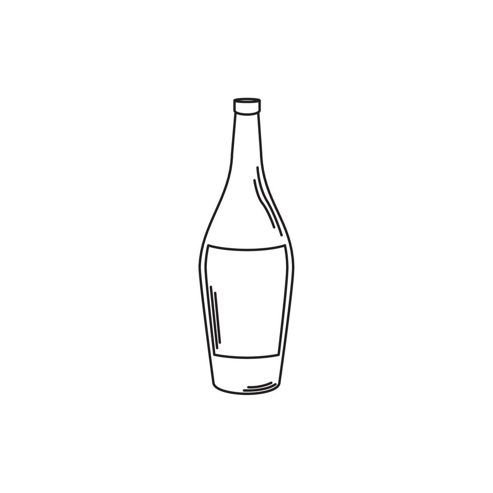 drinks wine bottle alcohol with cork line style icon vector