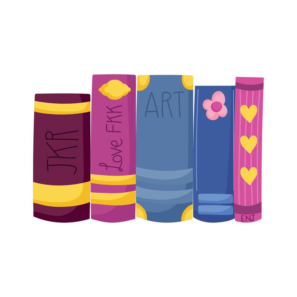 row of books of different literature, book day vector