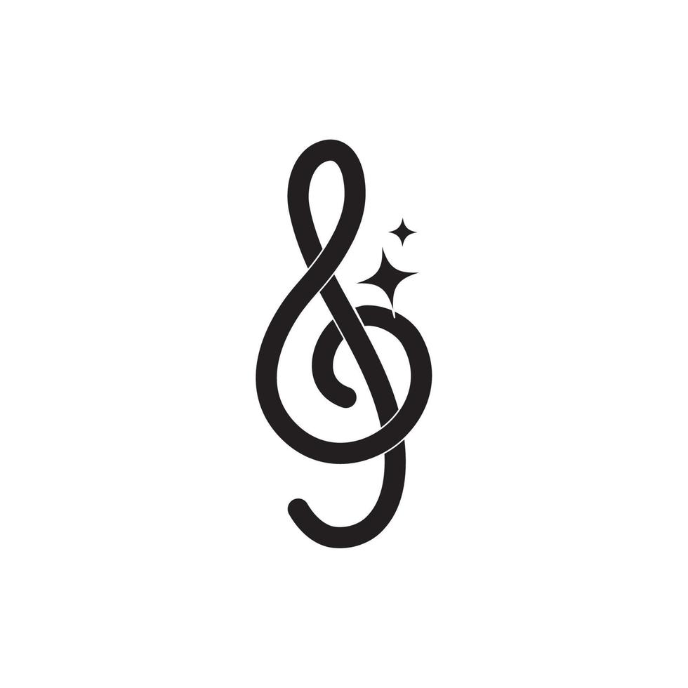 treble clef note musical melody sound music silhouette style icon vector