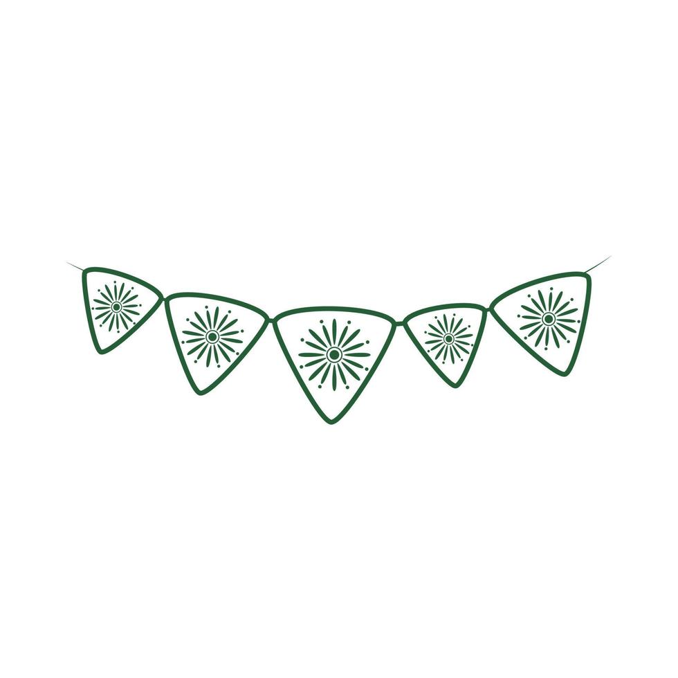 pennants flowers decoration cinco de mayo mexican celebration line style icon vector