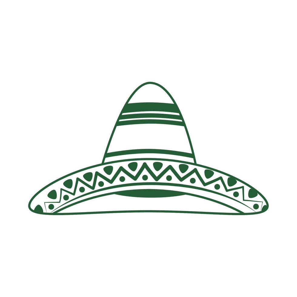 traditional hat cinco de mayo mexican celebration line style icon vector