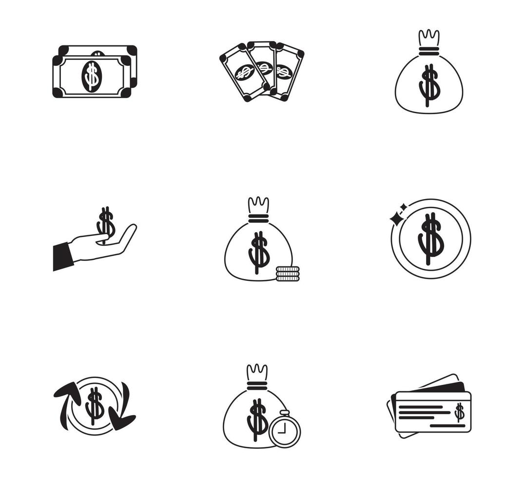 money business financial trade commerce icons set line style icon vector