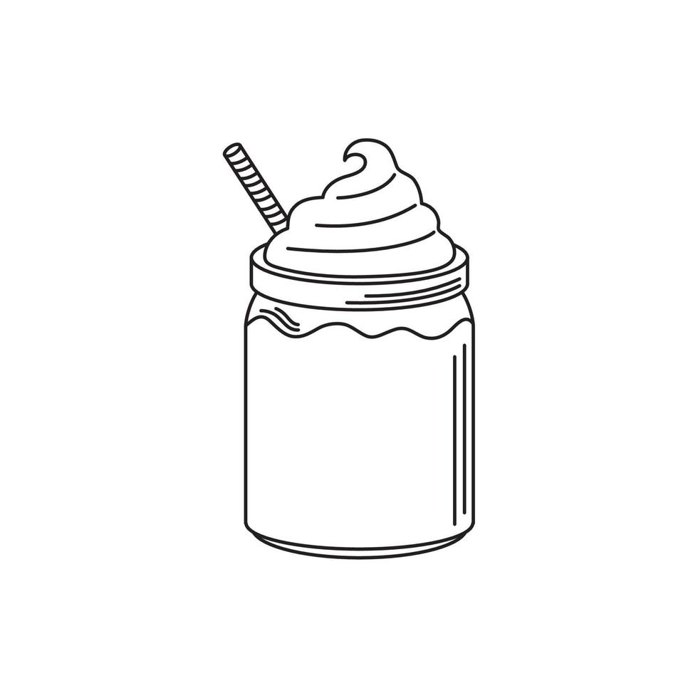 drinks smoothie cream and wafer straw line style icon vector