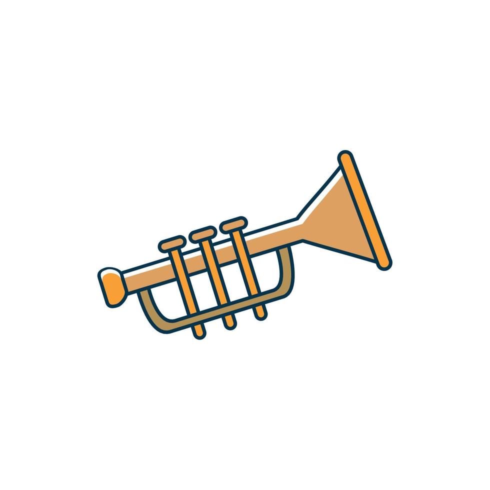 trompeta instrumento de viento melodía sonido música línea y estilo de relleno vector