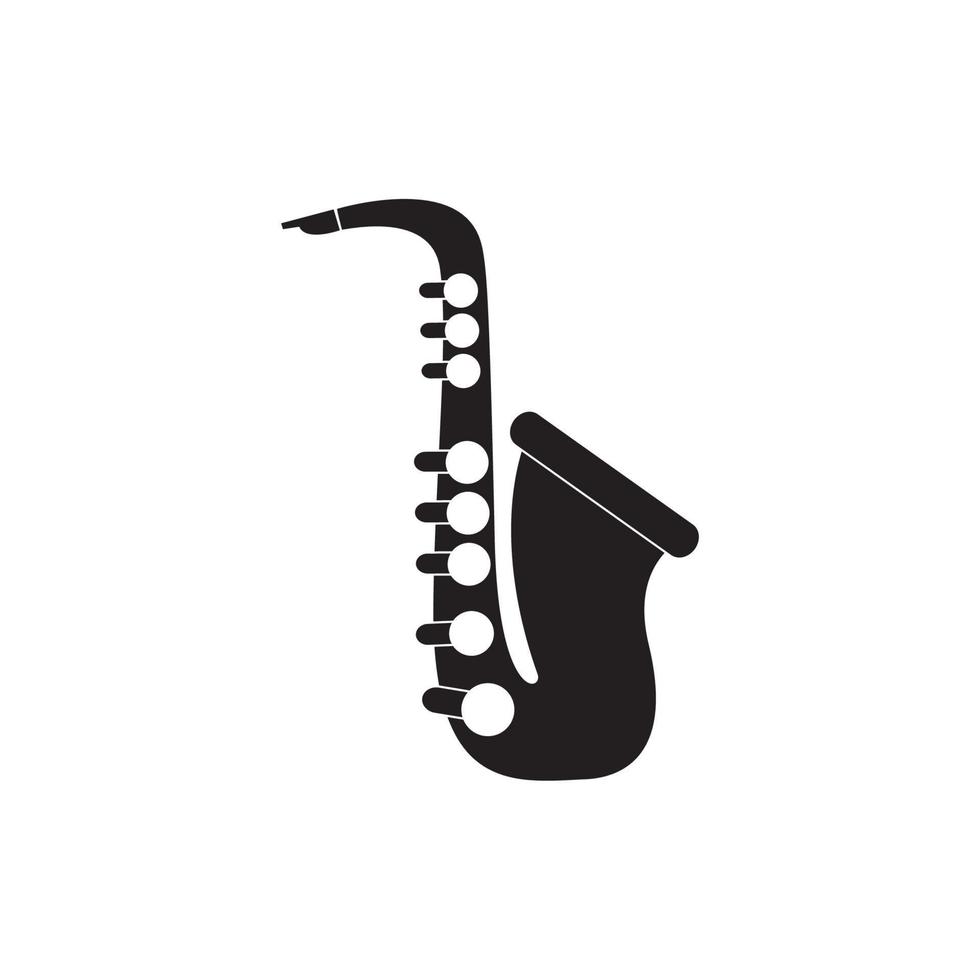 saxofón instrumento de viento melodía sonido música silueta estilo icono vector