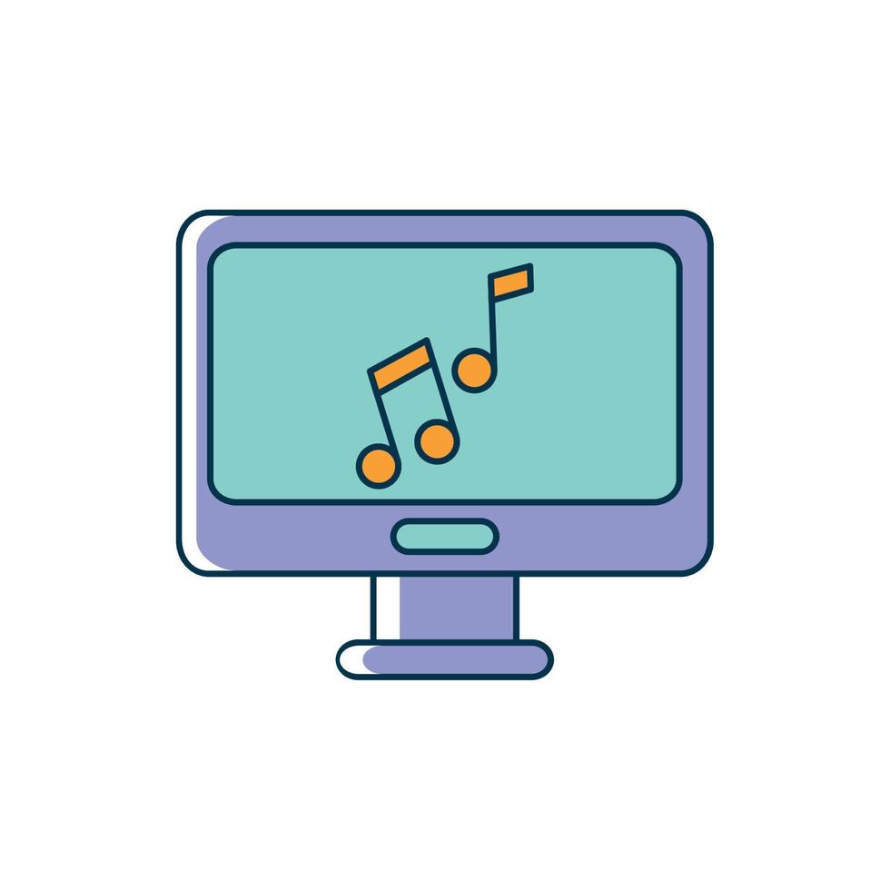 computer note application device melody sound music line and fill style vector