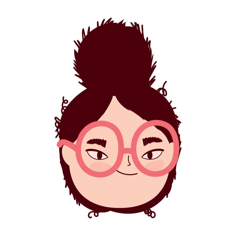 face young woman with glasses female character isolatd icon vector