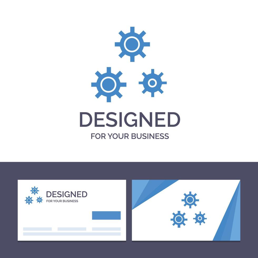 tarjeta de visita creativa y configuración de plantilla de logotipo engranajes preferencias servicio ilustración vectorial vector