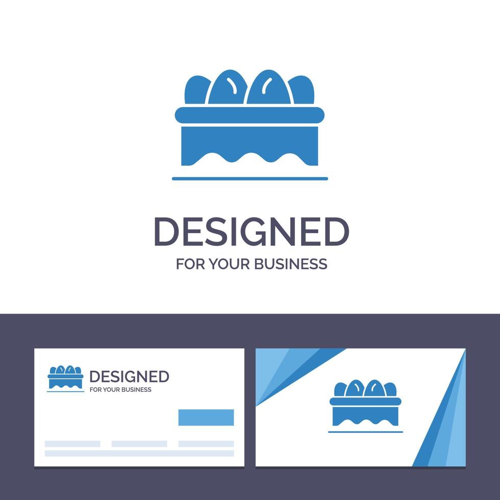 Creative Business Card and Logo template Basket Easter Egg Vector Illustration