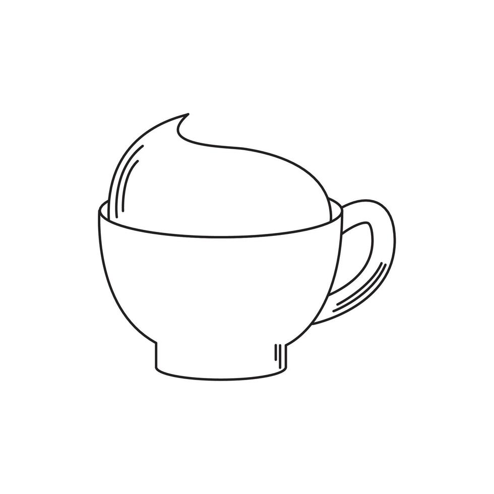 bebidas café taza espuma caliente fresco línea estilo icono vector