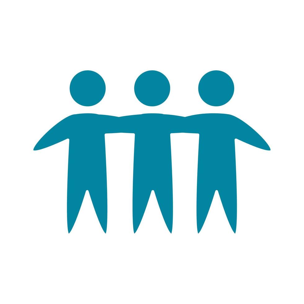 happy friendship day celebration group people hugging silhouette style icon vector