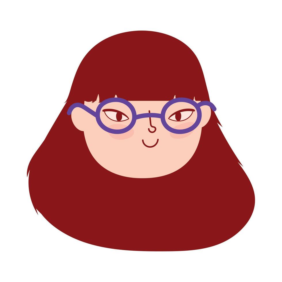 face young woman with glasses female character isolatd icon vector