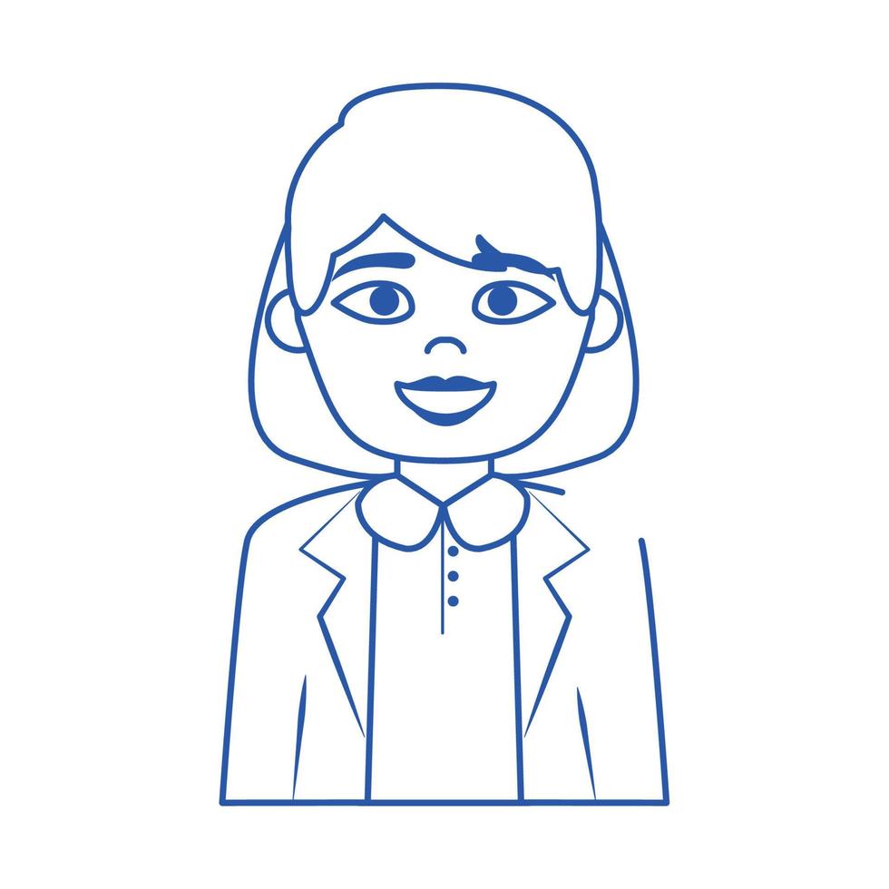 online female doctor medical staff character blue line style icon vector