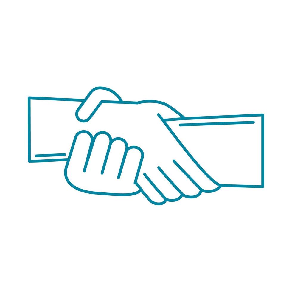 happy friendship day celebration two hands support gesture line style icon vector