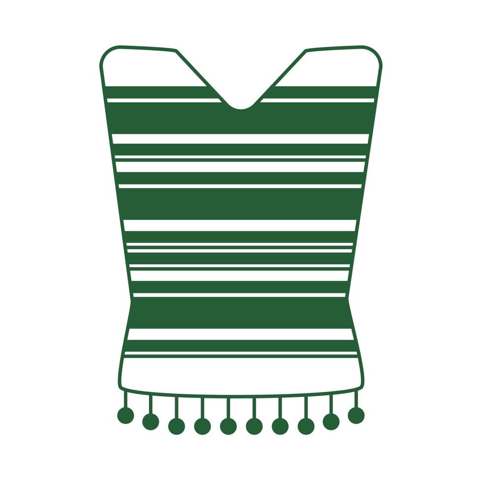 striped poncho clothes traditional cinco de mayo mexican celebration line style icon vector
