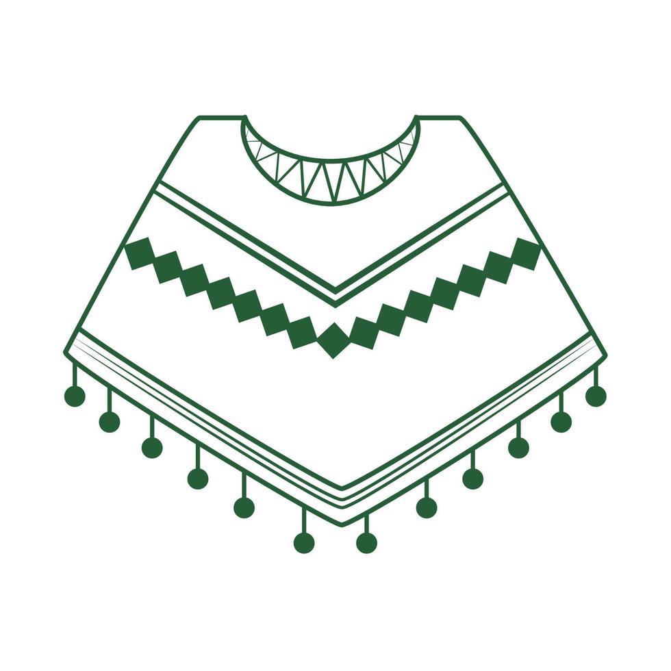 poncho clothing cinco de Mayo mexican celebration line style icon vector