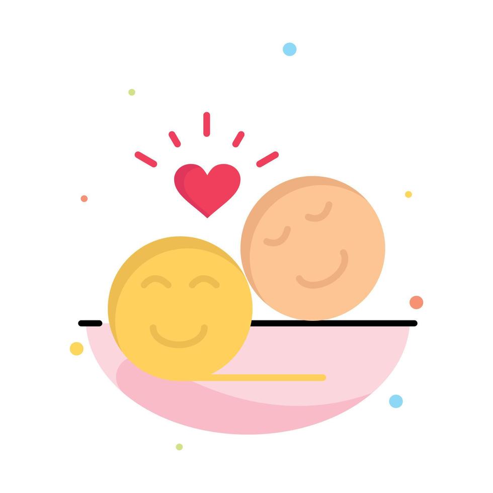 Couple Avatar Smiley Faces Emojis Valentine Business Logo Template Flat Color vector