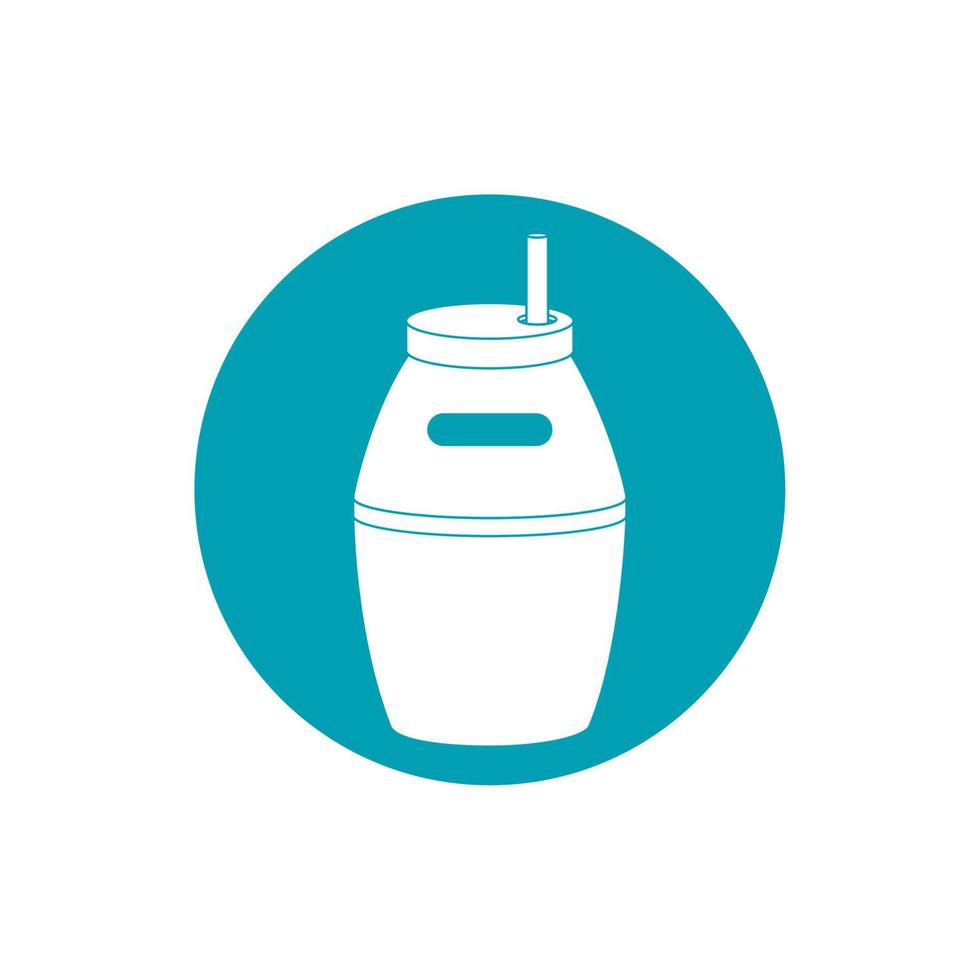 drinks matte cup with straw blue block style icon vector