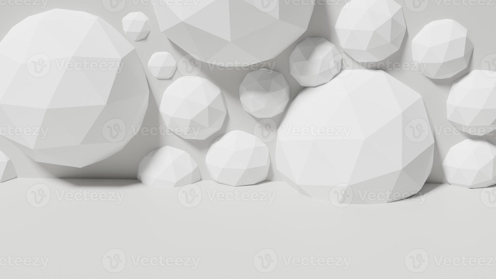 Abstract white background with geometric figures arranged together until shadows 3D rendering. photo