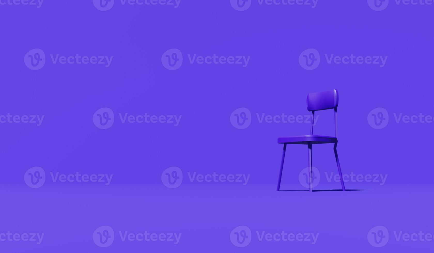 Abstract background image using blue mood purple on purple chair 3D rendering. photo