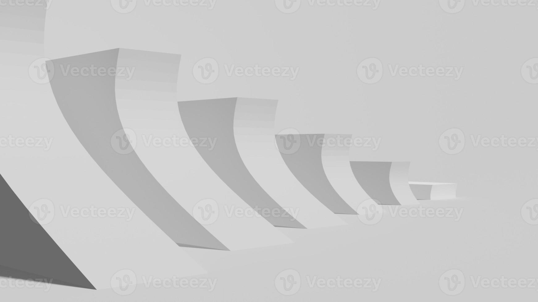 Abstract white background with geometric figures arranged together until shadows 3D rendering. photo