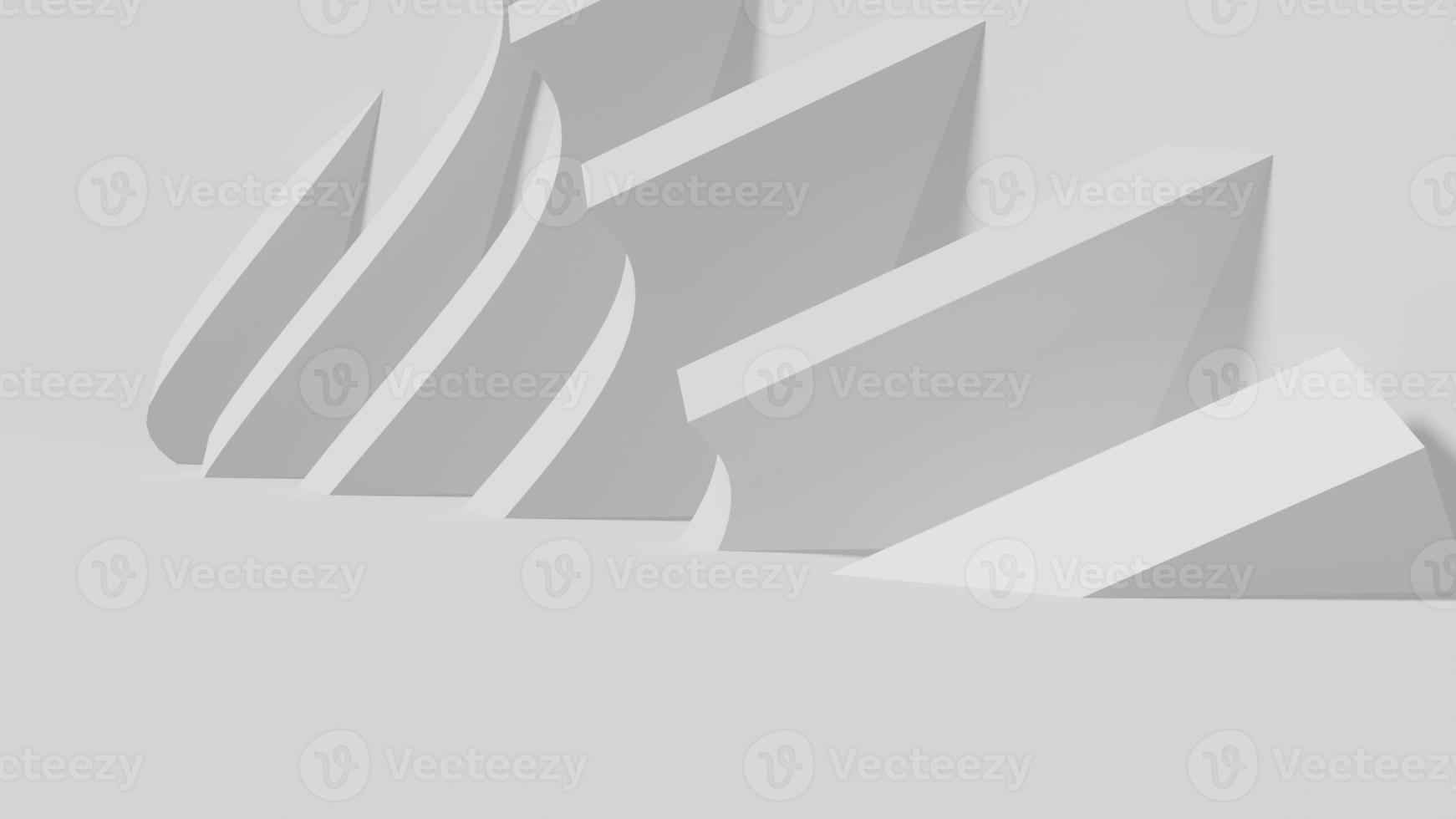 Abstract white background with geometric figures arranged together until shadows 3D rendering. photo