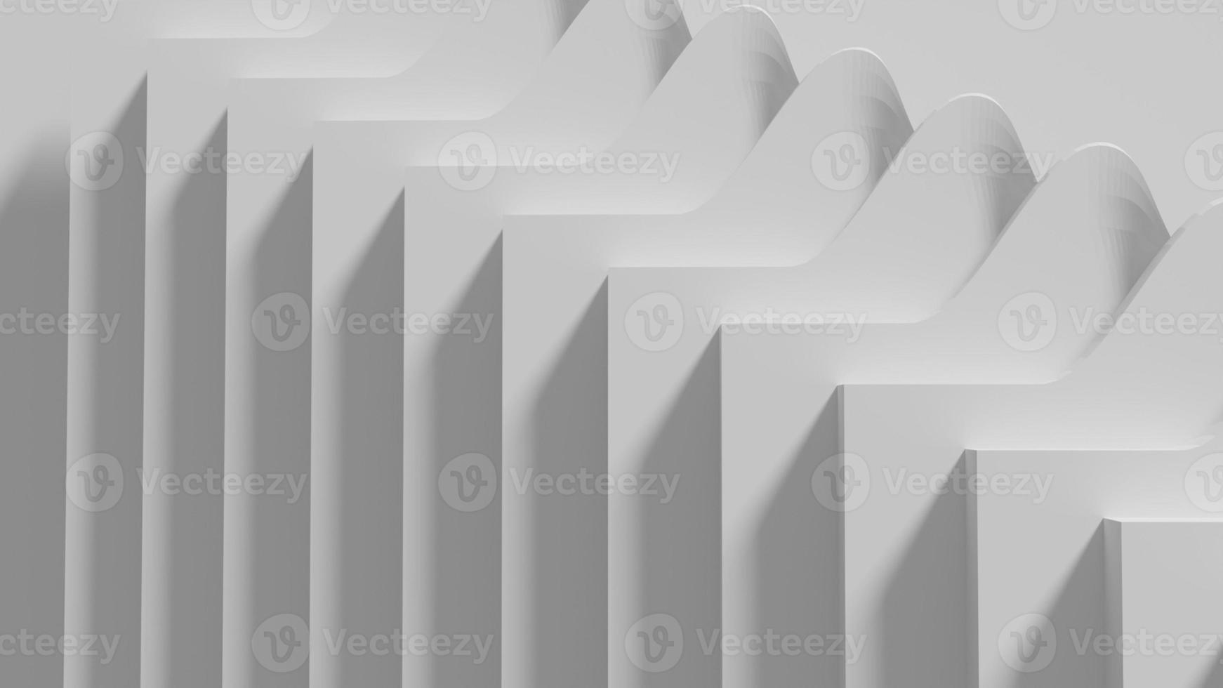 Abstract white background with geometric figures arranged together until shadows 3D rendering. photo