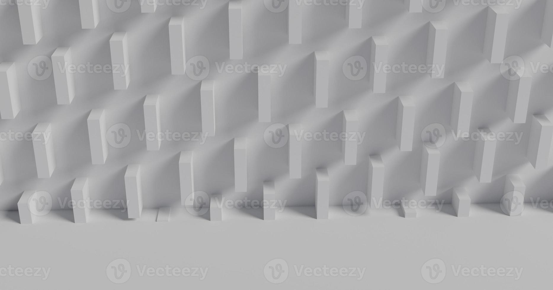 Abstract white background with geometric figures arranged together until shadows 3D rendering. photo