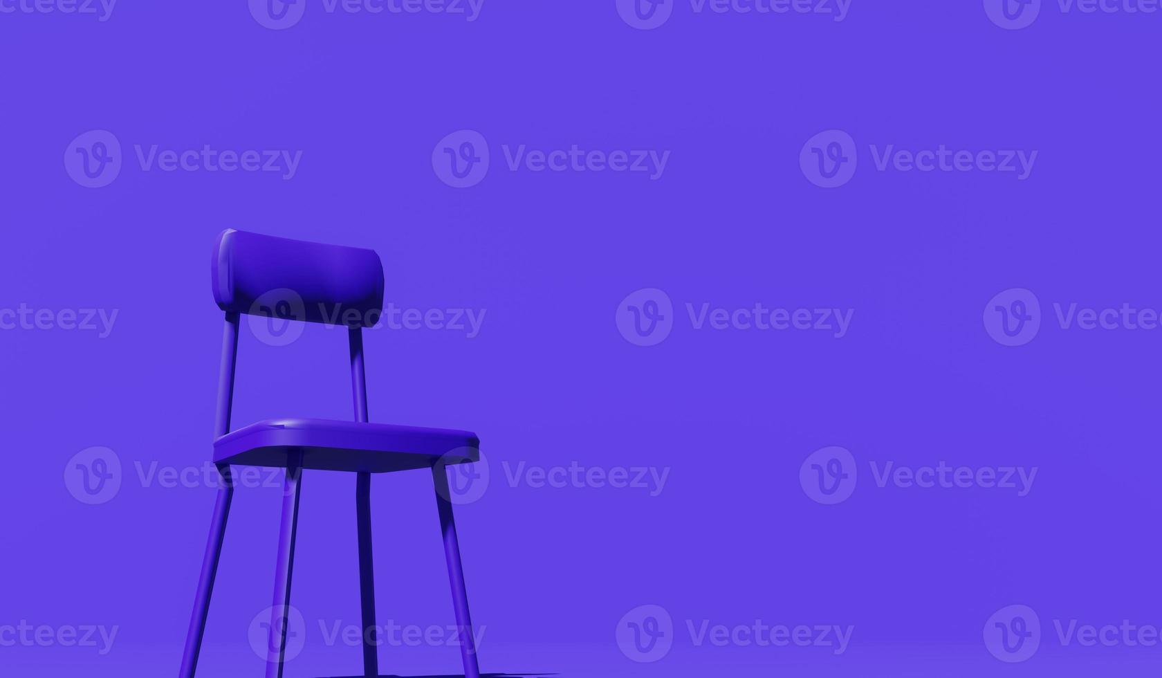 Abstract background image using blue mood purple on purple chair 3D rendering. photo