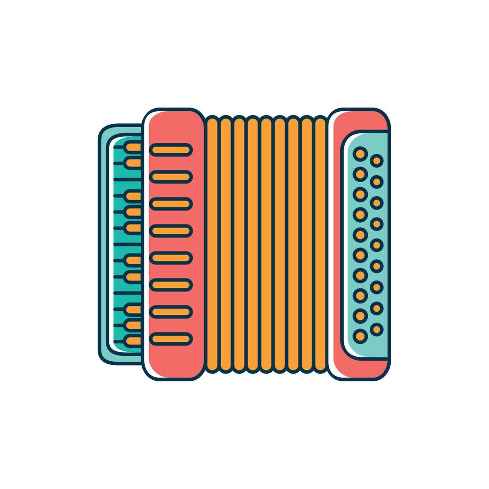 accordion instrument melody sound music line and fill style vector
