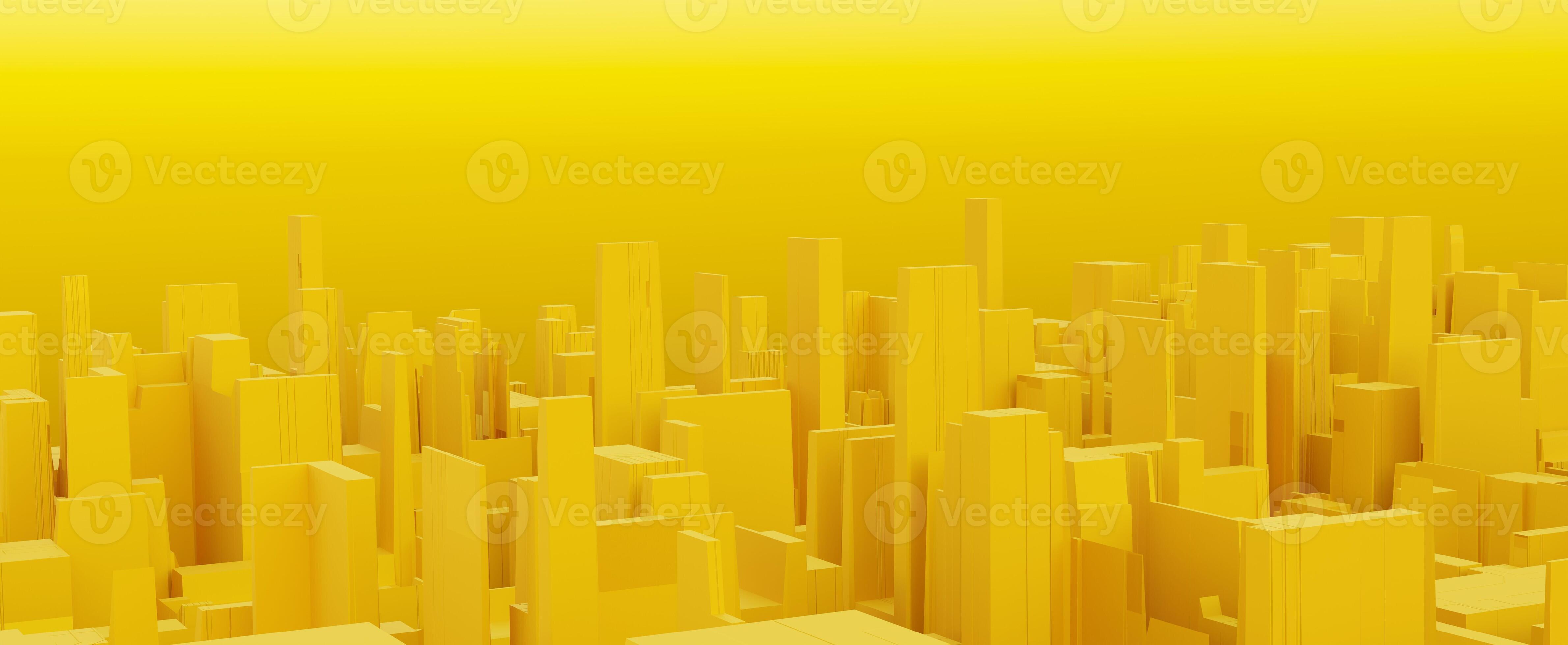Golden abstract metropolis background. Yellow modern cityscape with 3d ...