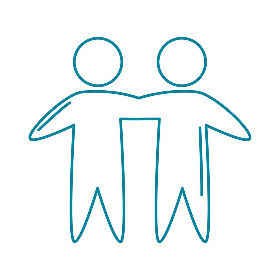 happy friendship day celebration people hugging line style icon vector