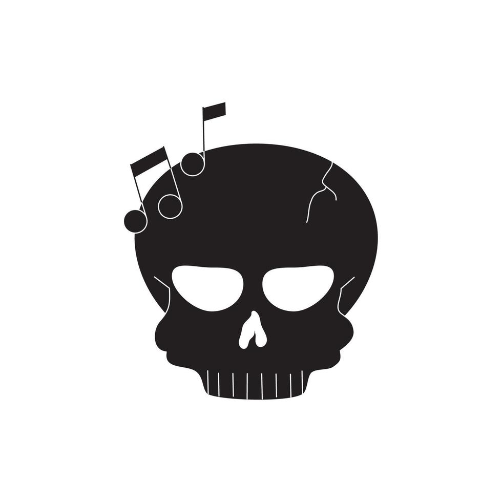 skull note musical melody sound music silhouette style icon vector