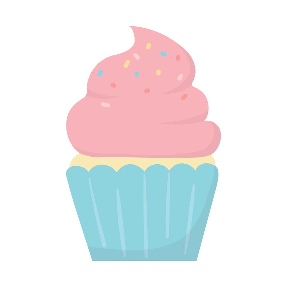 happy birthday sweet cupcake snack celebration isolated icon vector