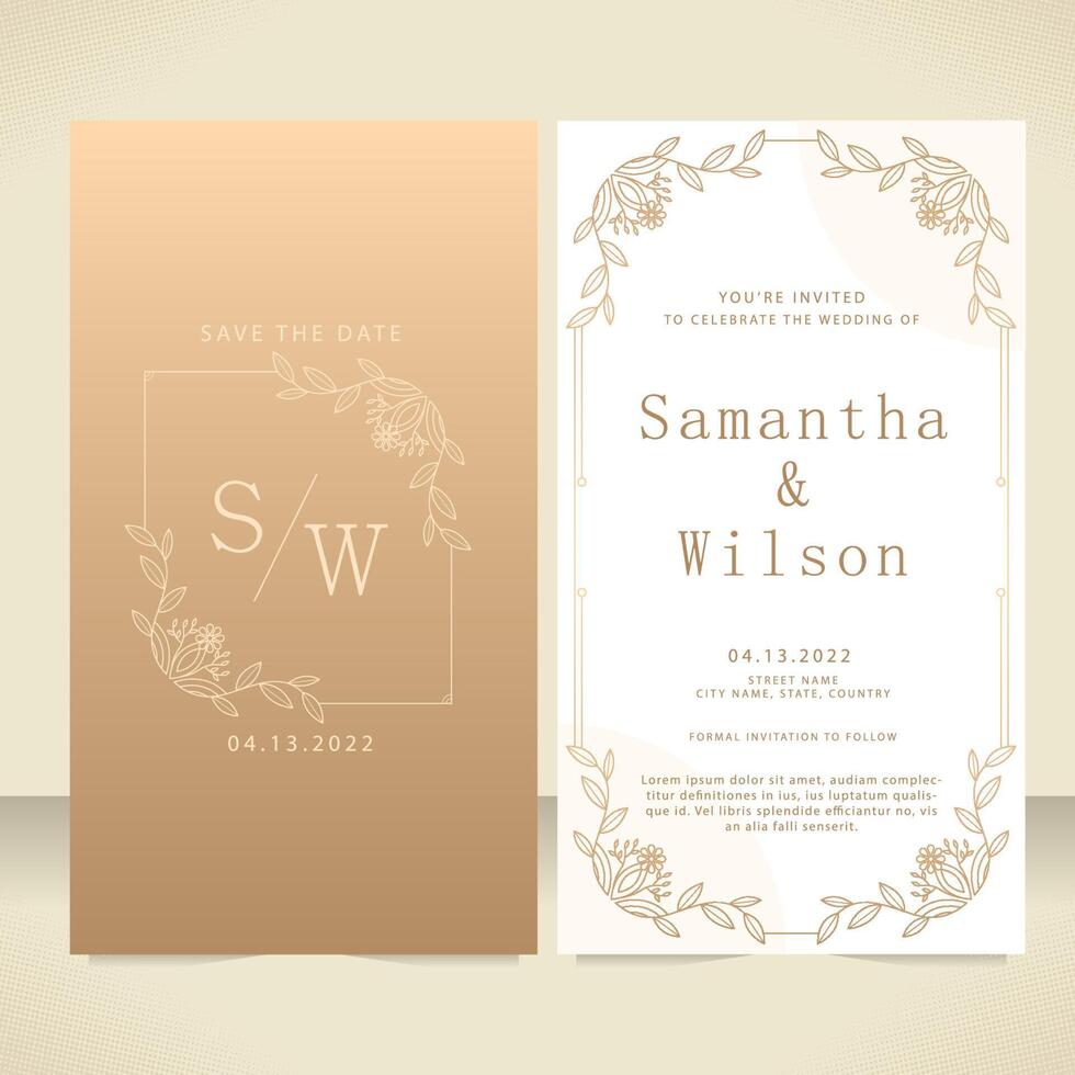 Simple Formal Wedding Invitation Card vector