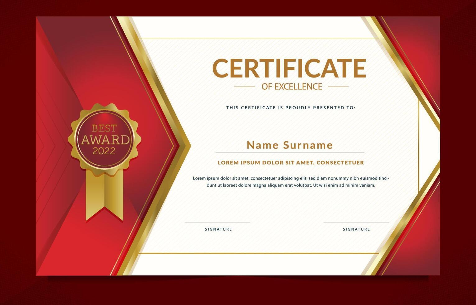 Red And Gold Certificate Template vector