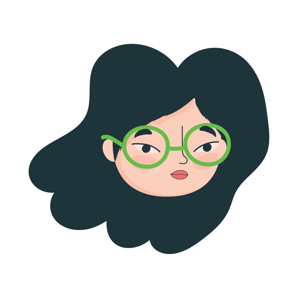 face young woman with glasses female character isolatd icon vector