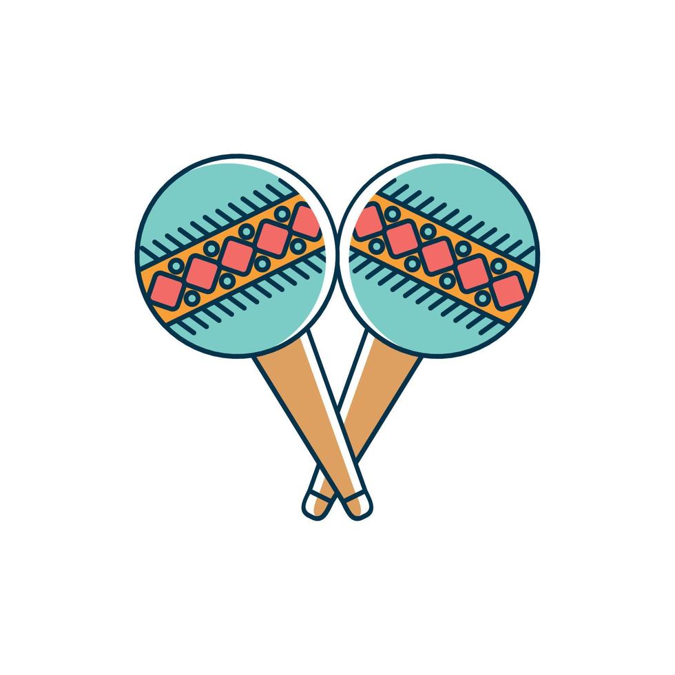 maracas instrument melody sound music line and fill style vector