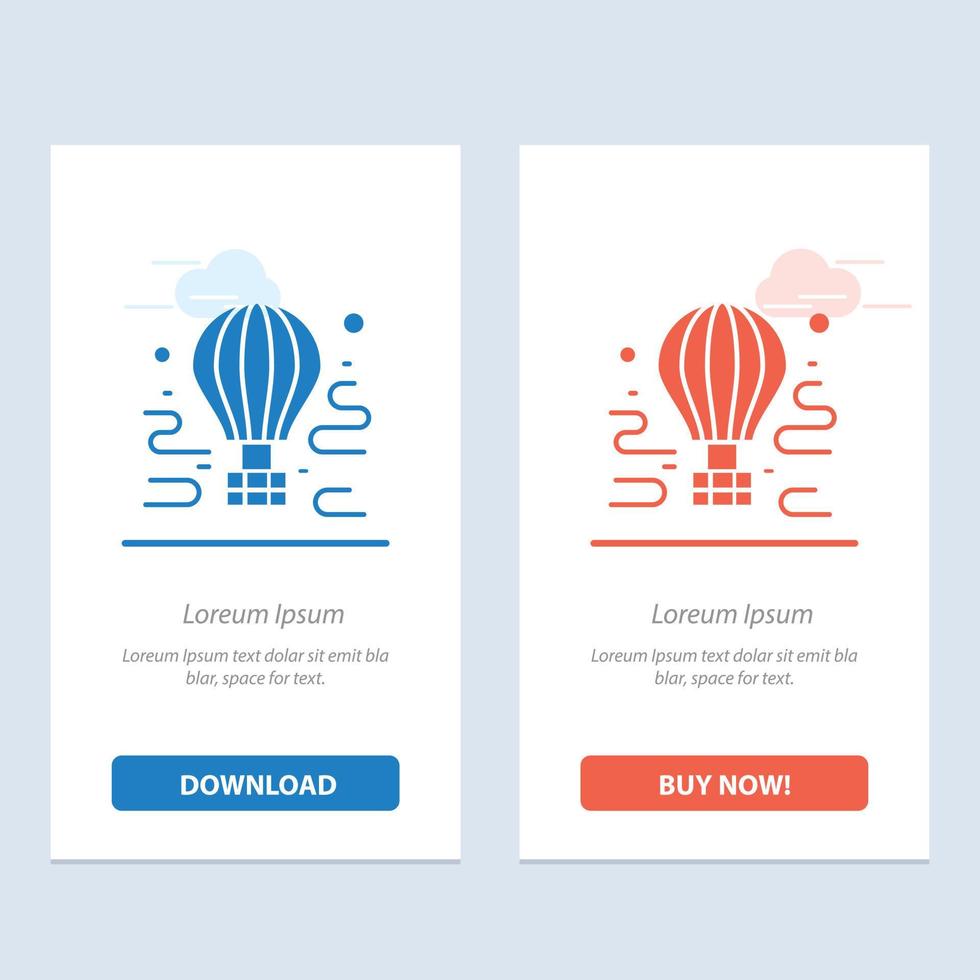 Air Airdrop tour travel balloon  Blue and Red Download and Buy Now web Widget Card Template vector