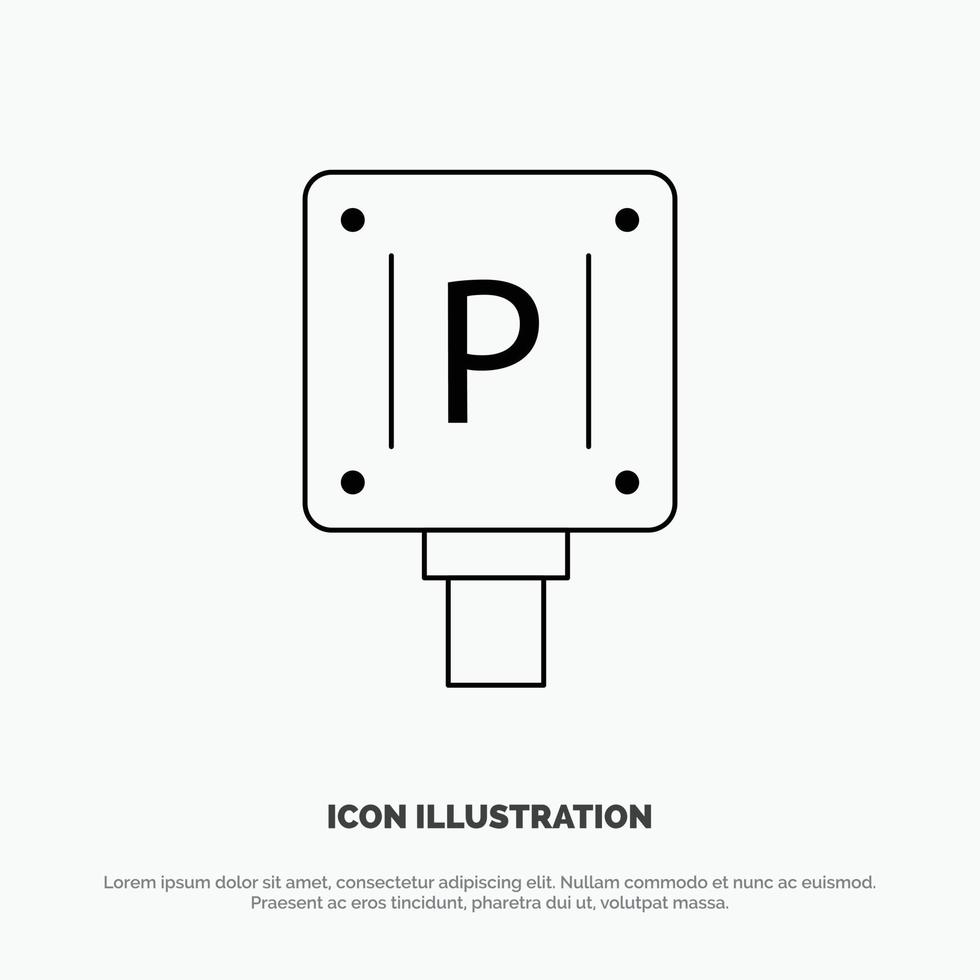 Parking Board Sign Hotel Vector Line Icon