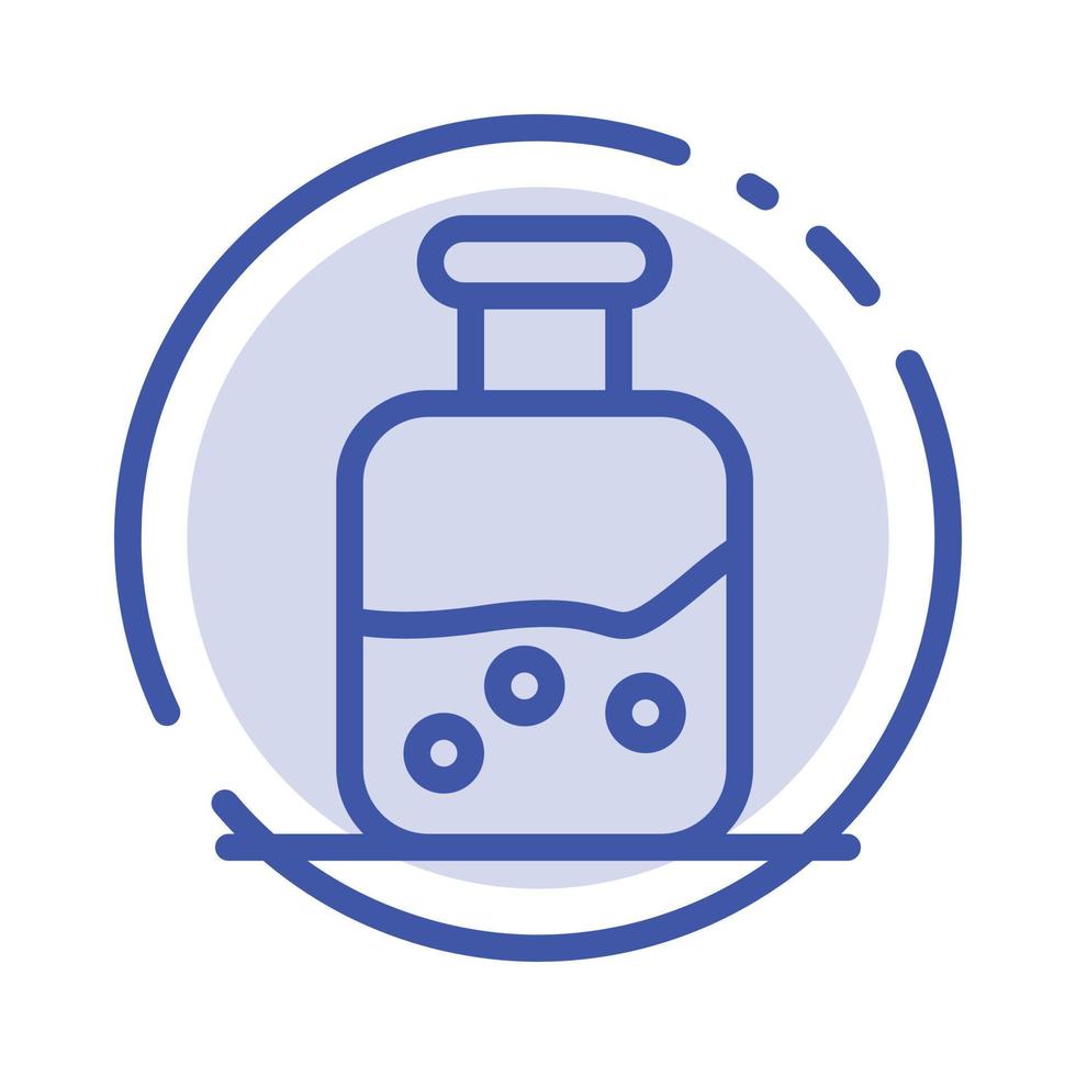Lab Test Science Bottle Blue Dotted Line Line Icon vector